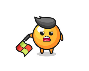 ping pong ball character as line judge hold vector image