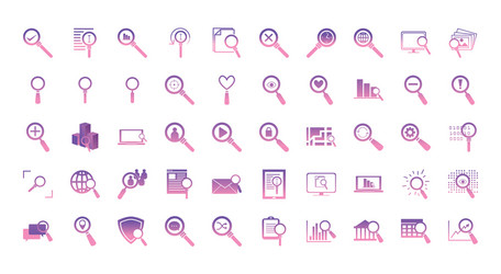 Searching lupes gradient style icon set vector