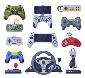 set game console controllers video vector image
