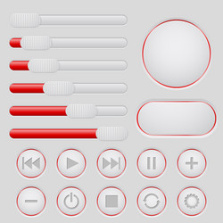 slider bar and media player buttons gray vector