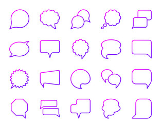 Speech bubble simple color line icons set vector