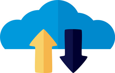 Cloud computing with arrows down and up load flat vector