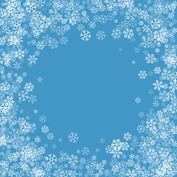 Frame or border of random scatter snowflakes vector