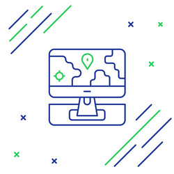 line computer monitor and folded map with location vector image