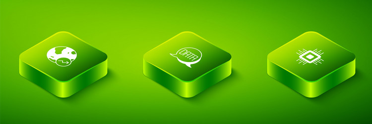 set isometric data analysis processor cpu vector image