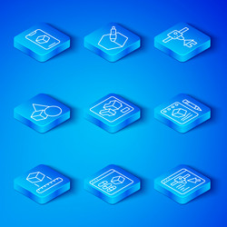 set line isometric cube 3d printer sketch vector image