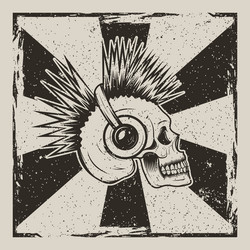 skull music side view vintage grunge design Vector Image