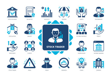 Stock Trader Icon Set - Duotone vector image