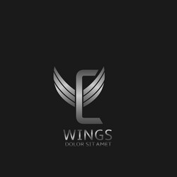 Wings logo with letter c design badges Royalty Free Vector