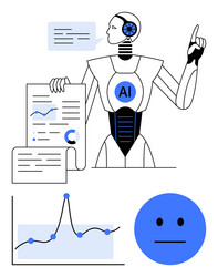 ai robot explaining data analysis with graphs vector image