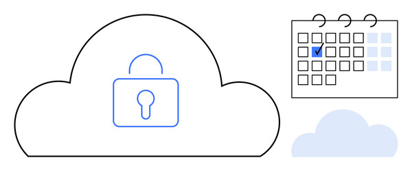 cloud security with scheduled backup and data vector image