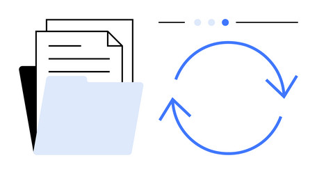 document folder and circular arrows representing vector image