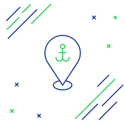 line map pointer with anchor icon isolated vector image