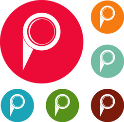 navigation pin icons circle set vector image