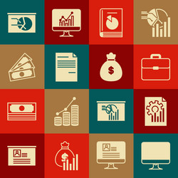 set computer monitor screen document with graph vector image