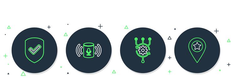 set line voice assistant algorithm shield vector image
