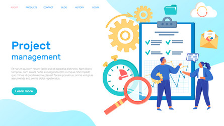 website for project management web page template vector image