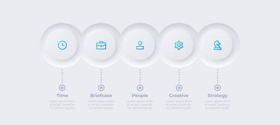 five circles placed in horizontal row concept vector image