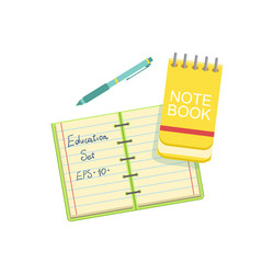 notebook block note and pen vector