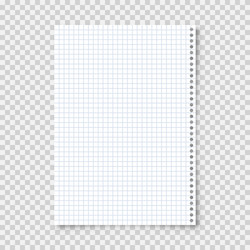 Realistic blank lined paper sheet in a4 format vector