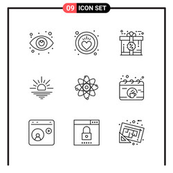 set 9 line style icons for web and mobile vector image