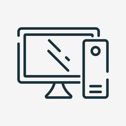 desktop computer monitor linear icon pc outline vector