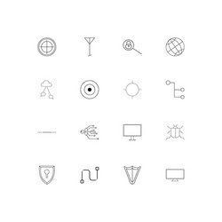 Internet security linear thin icons set outlined vector