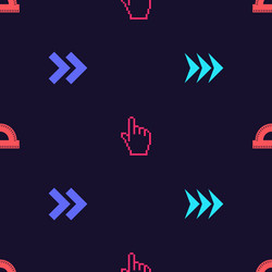 set arrow pixel hand cursor and protractor grid vector image