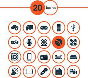 technology icons set with computer cloudtech vector image