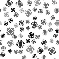 black computer processor with microcircuits cpu vector image