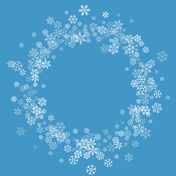 Frame or border of random scatter snowflakes vector