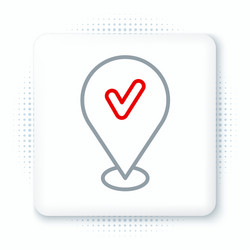 line map pin with check mark icon isolated vector image