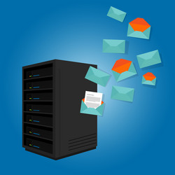 mail server send spam many emails vector