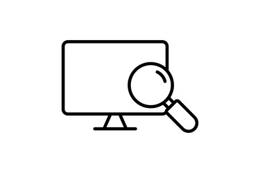 Screen and magnifying glass icon related vector