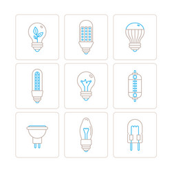 set of light bulb icons and concepts in mono thin vector image