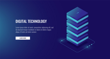 Web hosting icon data processing unit isometric vector