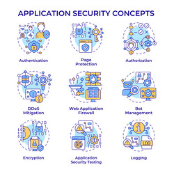 application security multi color concept icons vector image