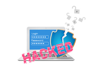 data security theme with broken shield vector image