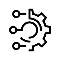 gear icon connected to multiple nodes symbolizing vector image