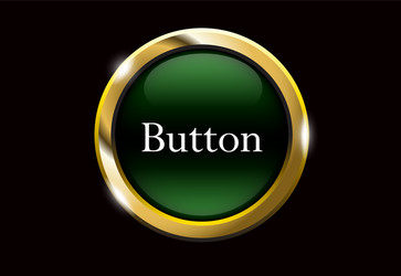 Green shiny button with metallic vector