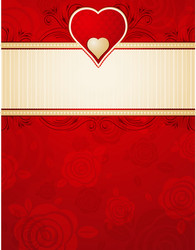 Lovely red heart over background with roses vector