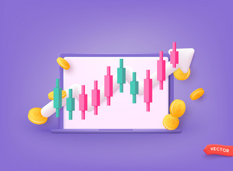 online trading with computer technical analysis vector image