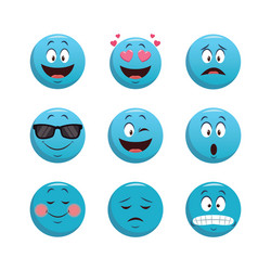 Set chat emoticons colorful design vector