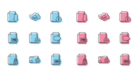 set line document and lock folder with star vector image