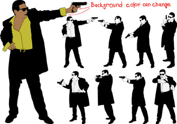 Silhouetted Armed Man in Suit Vector Image