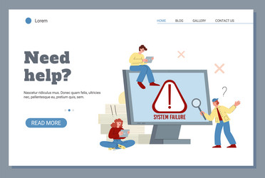 technical site help page in case of system error vector image