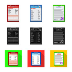 isolated object of form and document icon set vector image