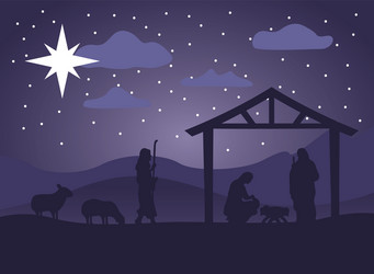 Nativity Scene with Holy Family Vector Image