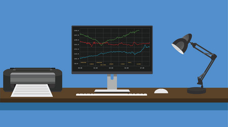 online trading concept computer pc manage graph vector