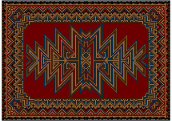oriental carpet with original pattern on a red bac vector image
